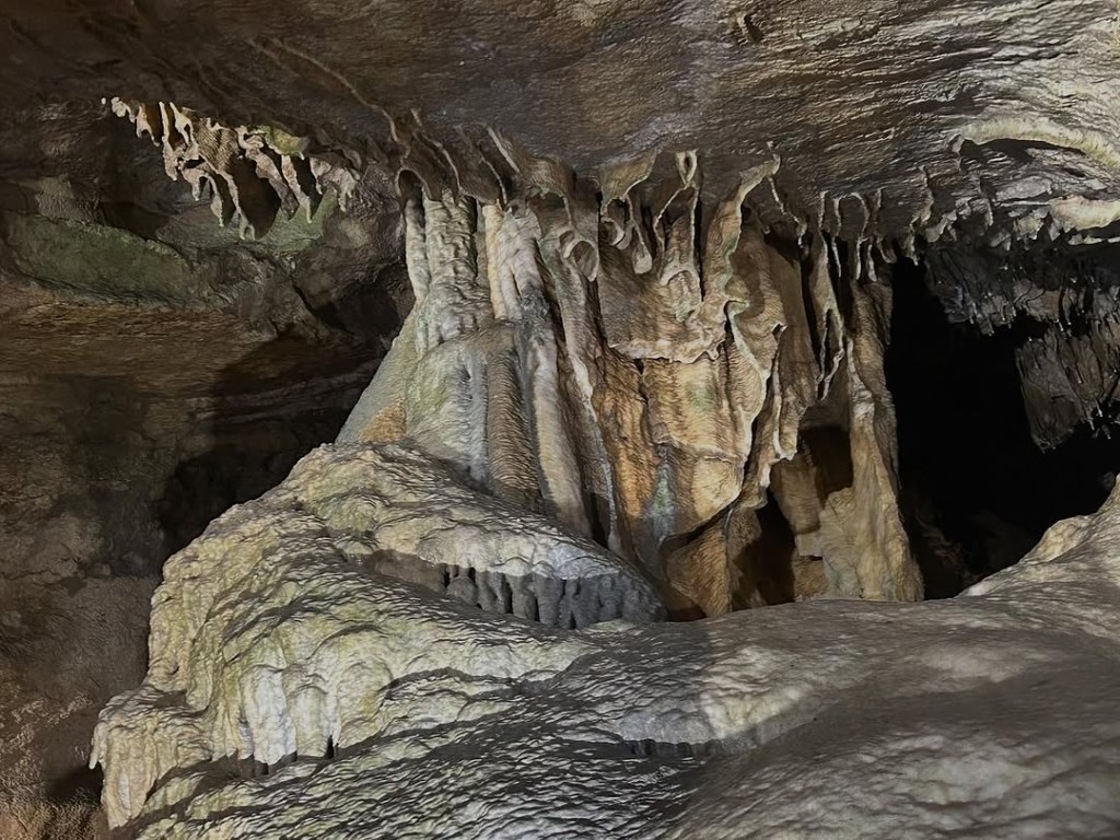 Limestone cave drapery — formal reference for Naomi Tromp's draped vessel series.